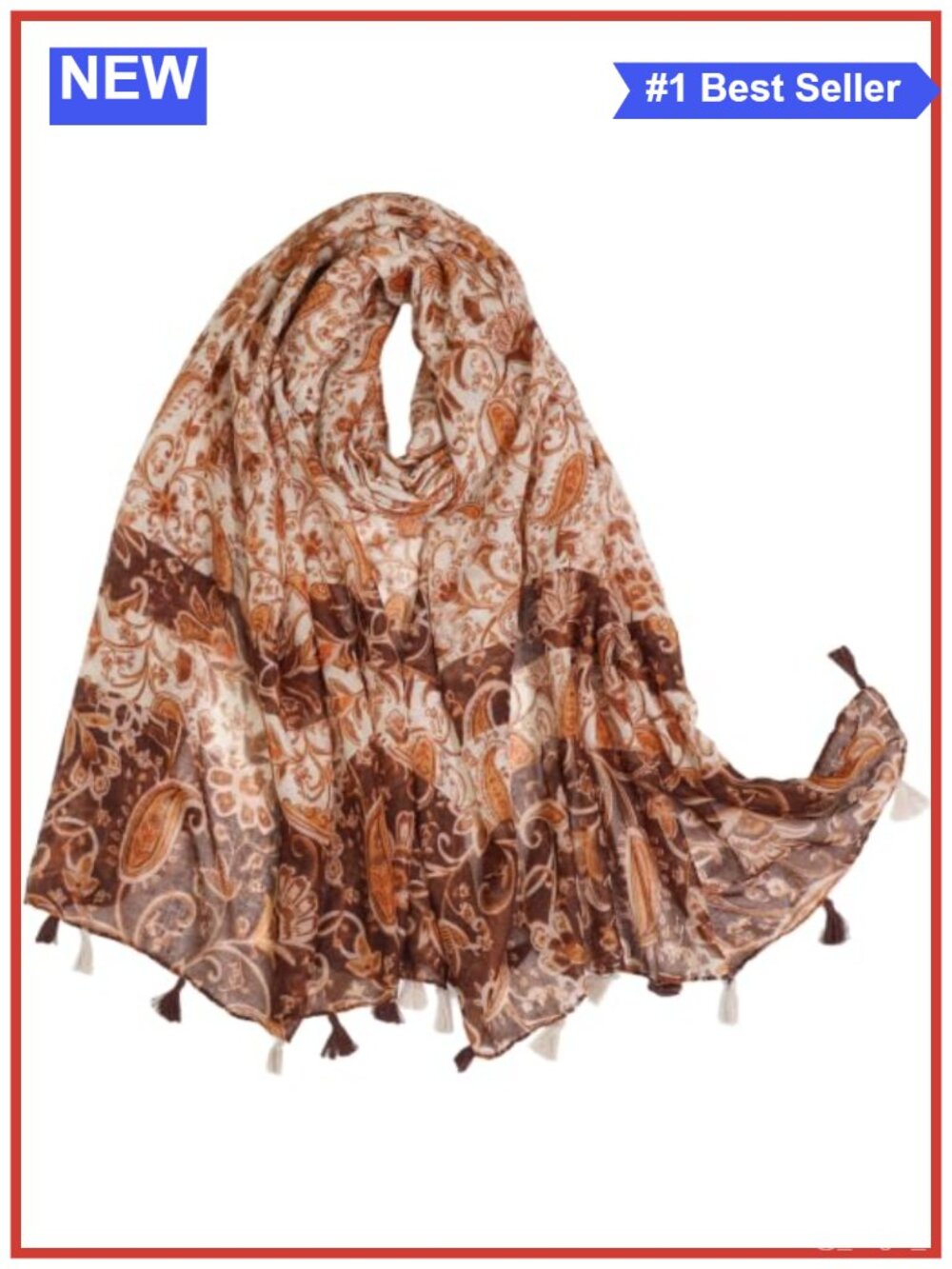Boho Scarf Lightweight Floral Fashion Shawl Wrap with Fringe